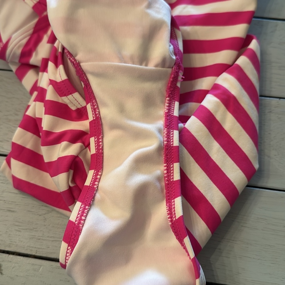 MICHAEL KORS | One Shoulder Pink & White stripe 1 Piece Swimsuit Bathing Suit 12 - Picture 7 of 7